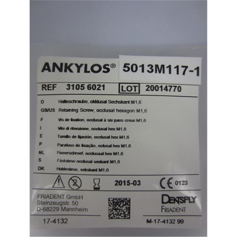 DeTrey Ankylos Halteschraube, okklusal Sechskant