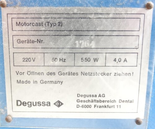 Degussa Motorcast Gießgerät mit Gassparautomat