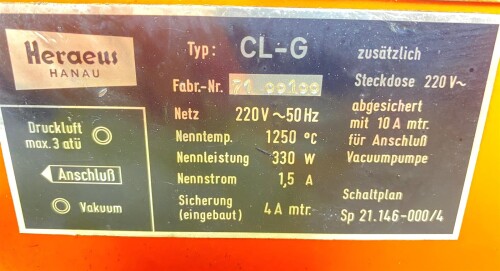 Heraeus CL-G Vakuum-Druck-Gießgerät